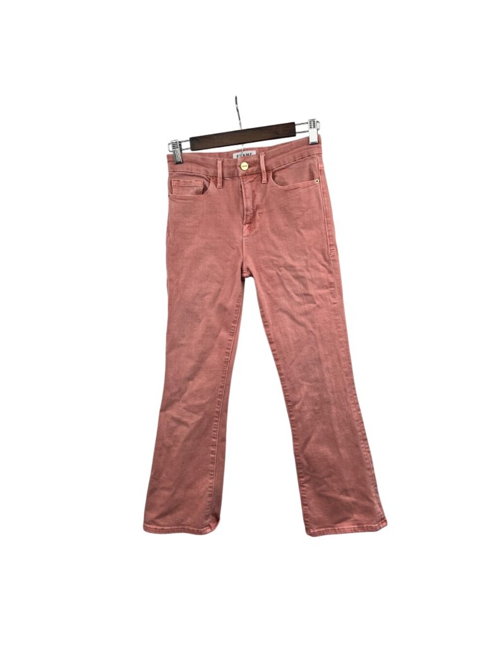 Frame Denim Le Crop Mini Boot Cut Jeans Pink Mid Rise Womens Size 25 Waist